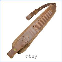 Classic Leather Rifle Sling Gun Strap+Shooting Rifle Buttstock. 308 Ammo Holder