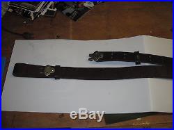 Classic vintage military sryle leather rifle sling used free ship