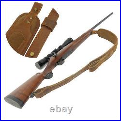 Cobra Style Buffalo Cow Leather Rifle Gun Sling, Padded Handmade Shortgun Strap