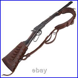 Combo Leather Canvas Rifle Shotgun Buttstock with Sling. 357.308 12GA Lightweight