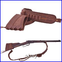 Combo of Leather Rifle Buttstock Recoil Pad with Gun Sling Strap. 308.357.22mag