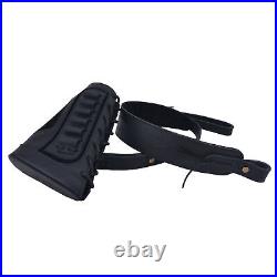 Combo of Padded Leather Gun Buttstock Cheek Rest with Matched Sling Strap