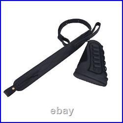 Combo of Padded Leather Gun Buttstock Cheek Rest with Matched Sling Strap