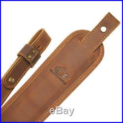 Cow Hide Leather Rifle Gun Sling Shoulder Pad Crazy Horse/Brown Amish Handmade