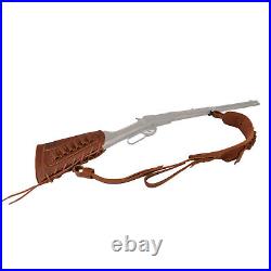 Cow Leather Rifle Buttstock Cheek Rest + Soft Padded Sling for. 22.30/30 12GA. 308