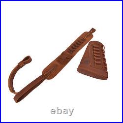 Cow Leather Rifle Buttstock Cheek Rest + Soft Padded Sling for. 22.30/30 12GA. 308