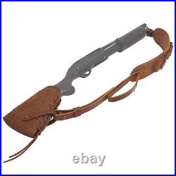 Cowhide Leather Suede No Drill Shotgun Soft Cheek Rest with Sling for 12/16/20GA