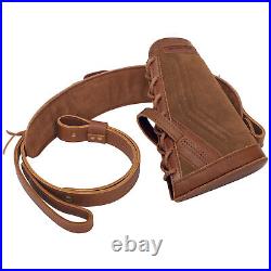 Cowhide Leather Suede No Drill Shotgun Soft Cheek Rest with Sling for 12/16/20GA