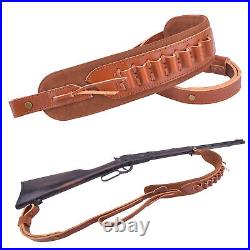 Cowhide Leather Suede Shotgun Sling Rifle Belt for. 30-30.30-06.22LR 12GA 16GA