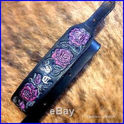 Custom Leather Gun Sling Pink and Purple Roses Rifle Sling Muddy Girl Handmade