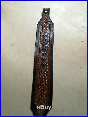 Custom Stamp Tooled Leather Rifle Gun Sling, NAME, choice of color basket weave