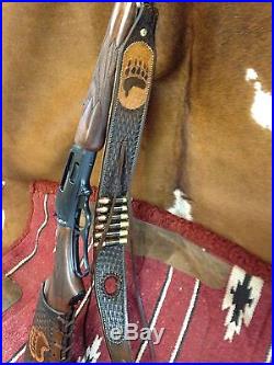 Custom leather Hand Carved Rifle Sling For 45-70 Caliber Rifle! Made In The USA