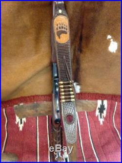 Custom leather Hand Carved Rifle Sling For 45-70 Caliber Rifle! Made In The USA