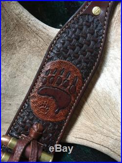 Custom leather Hand Carved Rifle Sling For 45-70 Caliber Rifle! Made In The USA