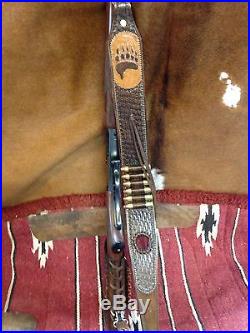 Custom leather Hand Carved Rifle Sling For 45-70 Caliber Rifle! Made In The USA