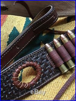 Custom leather Hand Carved Rifle Sling For 45-70 Caliber Rifle! Made In The USA