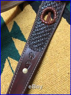 Custom leather Hand Carved Rifle Sling For 45-70 Caliber Rifle! Made In The USA