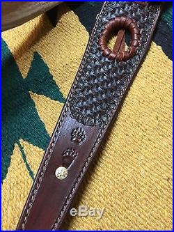 Custom leather Hand Carved Rifle Sling For 45-70 Caliber Rifle! Made In The USA