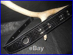 Custom leather padded cobra style one piece rifle sling with thumbhole USA made