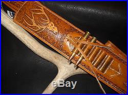 Custom leather padded rifle sling with thumbhole and bullet loop's