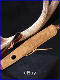 Custom leather padded rifle sling with thumbhole and bullet loop's made in USA