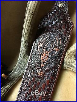 Custom leather sling and stock wrap for Weatherby 300
