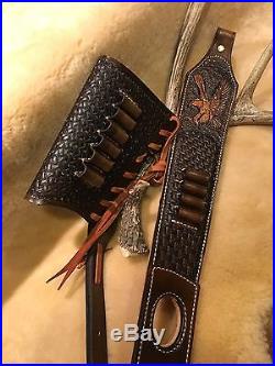 Custom leather sling and stock wrap for a Marlin model 336 30-30 hand tooled