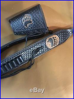 Custom leather sling stock wrap Made in the USA Henry H010 45-70