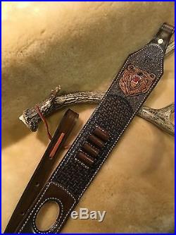 Custom leather sling stock wrap Made in the USA Marlin 1895 45-70