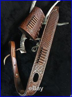 Custom leather sling stock wrap for a Marlin model 336