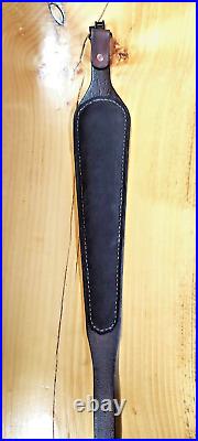 Custom made hand carved leather padded rifle sling, made in the U. S. A