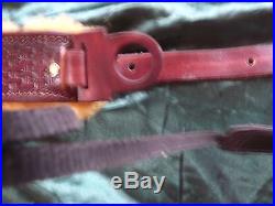 Custom tooled leather real wool padded rifle sling with thumbhole BLACK USA