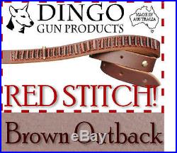 Dingo Gun Products BROWN LEATHER STRAP SLING 25 Rimfire Loops rifle gun