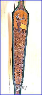 Elk custom leather hand made rifle/shotgun sling, padded, made in the U. S. A