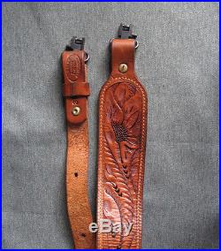 Eubanks 'Cobra' Hand-Tooled Leather Rifle Sling withSwivels, Idaho