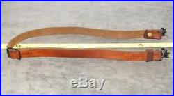 Factory Winchester 1 oiled leather rifle sling with blue quick detach swivels