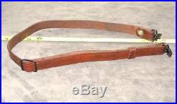 Factory Winchester 7/8 oiled leather rifle sling & blue quick detach swivels