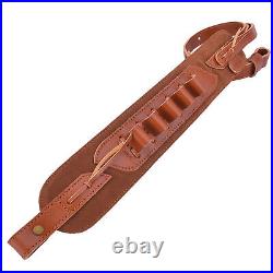 Full Grain Leather Shotgun Sling Shooting Hand Rest 12GA Ammo Carry Strap