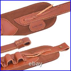 Full Grain Leather Shotgun Sling Shooting Hand Rest 12GA Ammo Carry Strap