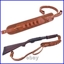 Full Grain Leather Shotgun Sling Shooting Hand Rest 12GA Ammo Carry Strap