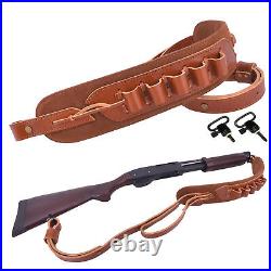 Full Grain Leather Shotgun Sling Shooting Hand Rest 12GA Ammo Carry Strap