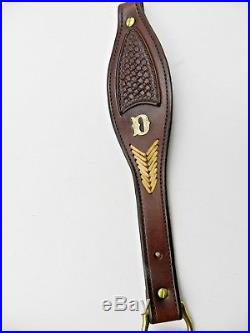 G. William Davis & Son Padded Leather Rifle Sling D Metal Monogram (#6099)