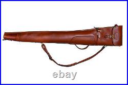 Genuine Leather Brown Leather Short Gun Slip Case Hunting Shooting Trap Clay