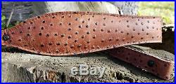 Genuine Leather Embossed Ostrich Rifle Sling Color Walnut