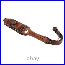 Genuine Leather Rifle Sling Gun Ammo Carry Strap withKnife Sheath Pocket-TOURBON