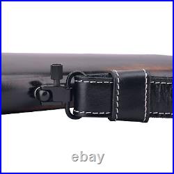Genuine Leather Rifle Sling Shotgun Shoulder Strap Hunting Gun Belt / Swivels