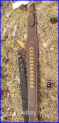 Genuine Leather Rifle sling decorated with leather weaving Neopren