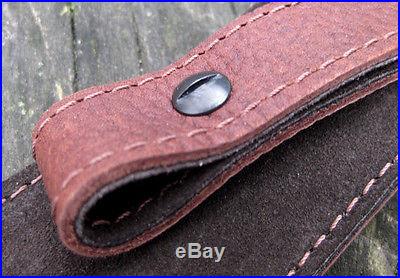 Grained Walnut Leather Rifle Sling Padded BACK IN STOCK! - Handmade in USA