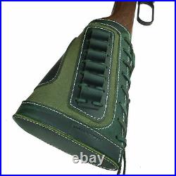 Green 1 Set Cowhide Leather Rifle Buttstock And Canvas Gun Sling For. 30-06.308