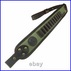 Green 1 Set Cowhide Leather Rifle Buttstock And Canvas Gun Sling For. 30-06.308